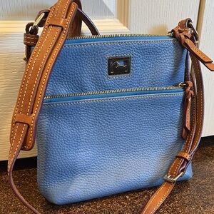 Dooney and Bourke Blue Crossbody Bag with Adjustable Brown Strap